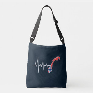 Norwegische Flagge Norwegen Flaggennorm Heartbeat Tragetaschen Mit Langen Trägern