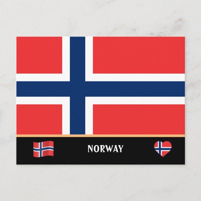 Norwegische Flagge / Norwegen Postkarte (Vorderseite)