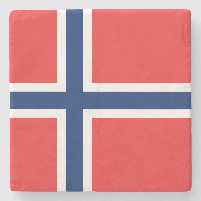 Norwegische Flagge (Norwegen) Steinuntersetzer (Vorderseite)