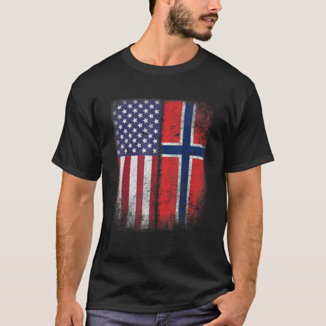 Norwegische Flagge Norwegen Usa Norge Geschenk T S T-Shirt (Vorderseite)