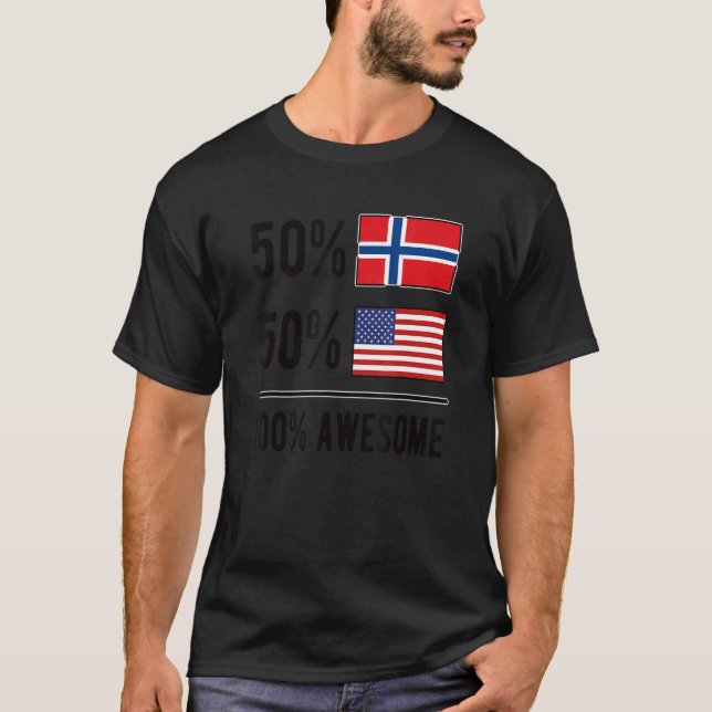 Norwegische Flagge Norwegen USA T-Shirt (Vorderseite)