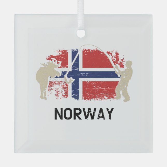 Norwegische Flagge Ornament Aus Glas (Vorderseite)