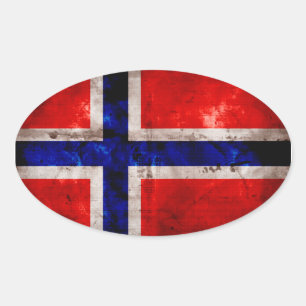 Norwegische Flagge Ovaler Aufkleber