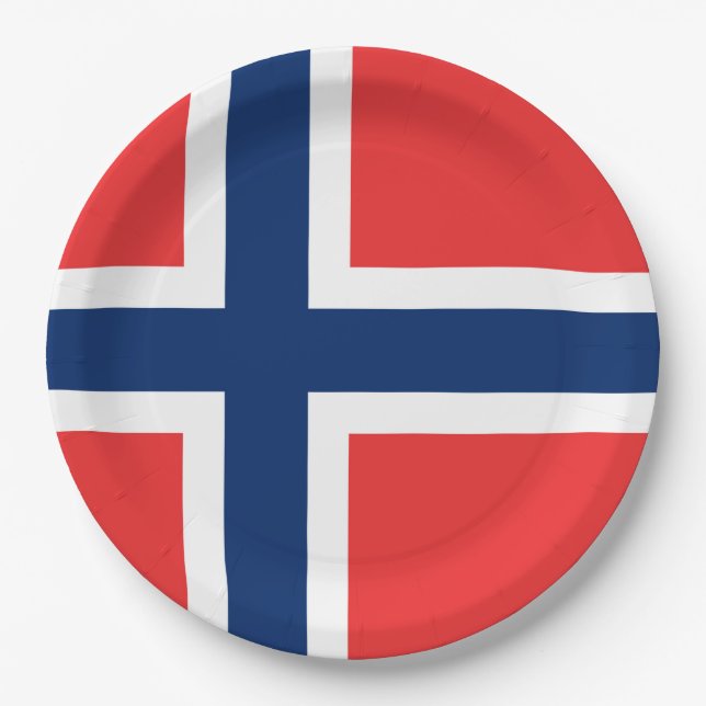 Norwegische Flagge Pappteller (Vorderseite)