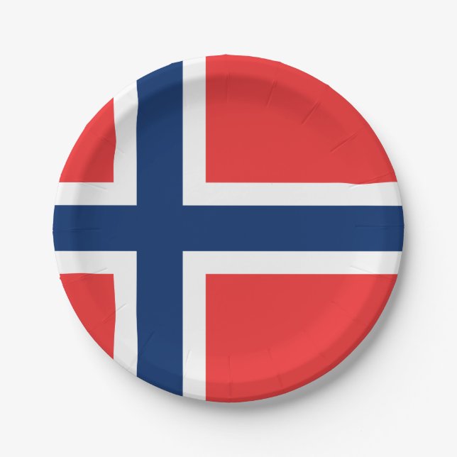 Norwegische Flagge Pappteller (Vorderseite)
