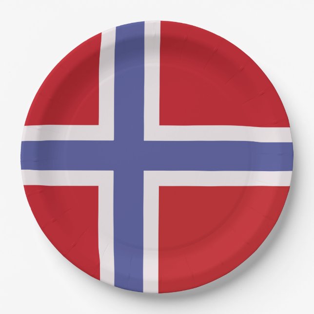 Norwegische Flagge Pappteller (Vorderseite)