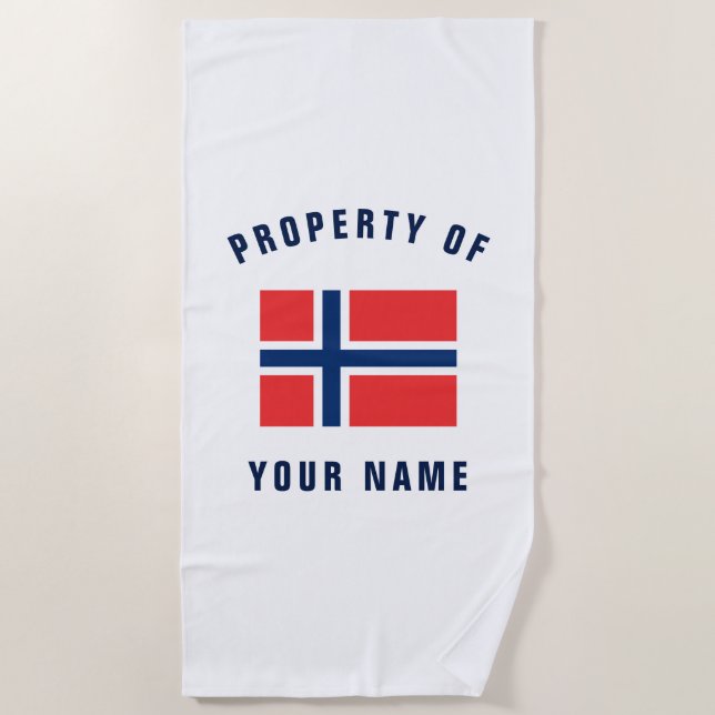 Norwegische Flagge: personalisiertes Strandtuch (Vorderseite)