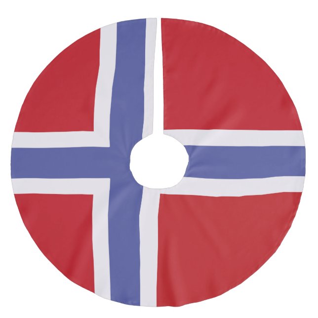 Norwegische Flagge Polyester Weihnachtsbaumdecke (Vorderseite)
