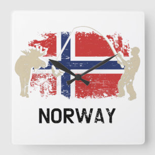 Norwegische Flagge Quadratische Wanduhr