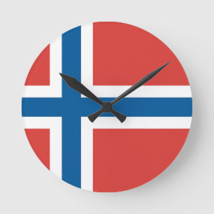Norwegische Flagge Runde Wanduhr