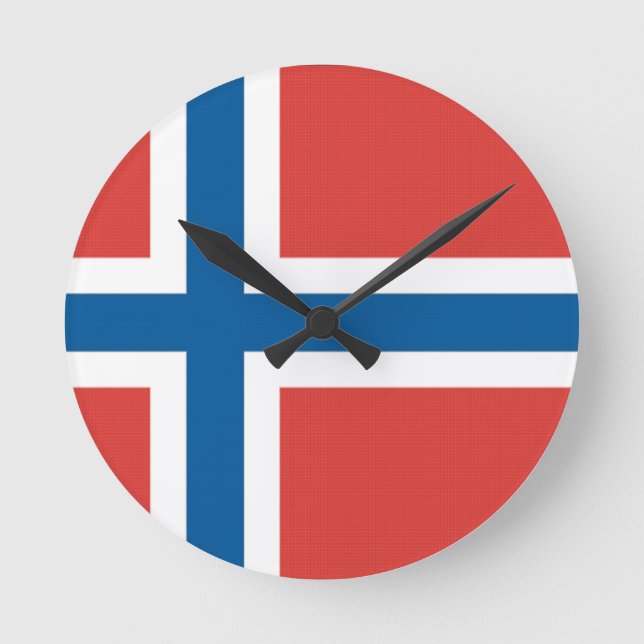 Norwegische Flagge Runde Wanduhr (Vorderseite)