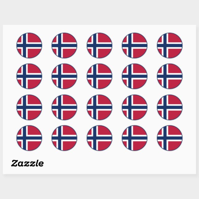 Norwegische Flagge Runder Aufkleber (Blatt)