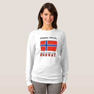 Norwegische Flagge Schwarze Personalisierung T-Shirt