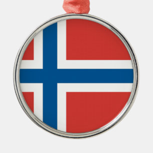Norwegische Flagge Silbernes Ornament