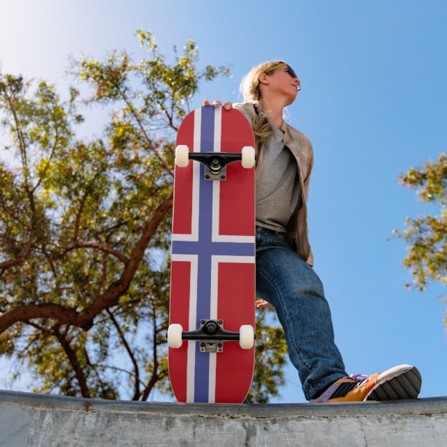 Norwegische Flagge Skateboard (Außenbereich 1)