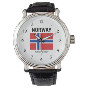 Norwegische Flagge und Motto Armbanduhr