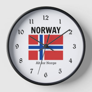 Norwegische Flagge und Motto Uhr