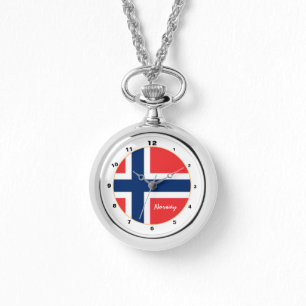 Norwegische Flagge und trendige Mode / Design Armbanduhr