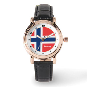 Norwegische Flagge und trendige Mode / Design Armbanduhr