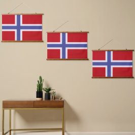 Norwegische Flagge Wandteppich Mit Holzrahmen