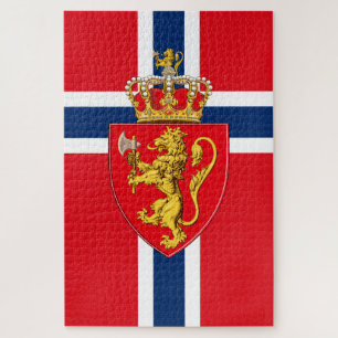 Norwegische Flagge/Wappen des Nordischen Norwegen Puzzle