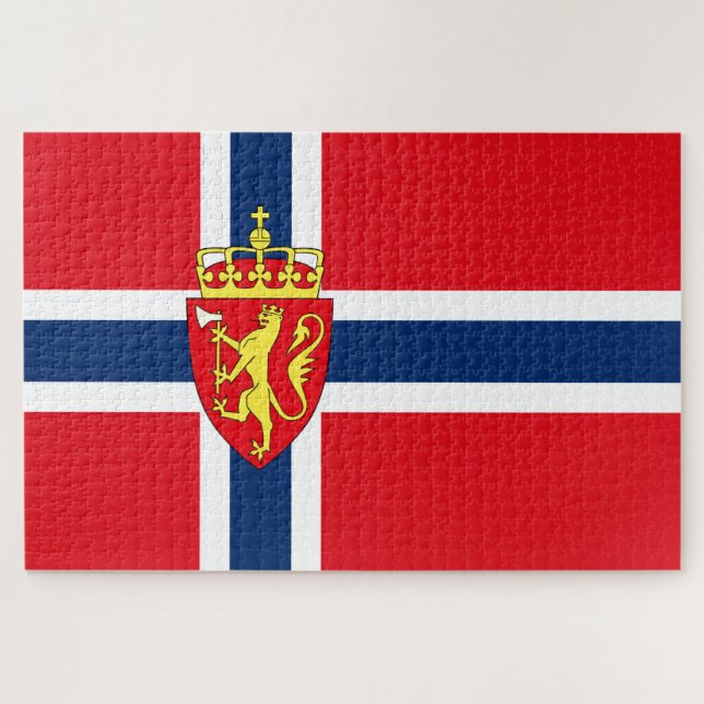 Norwegische Flagge/Wappen des Nordischen Norwegen Puzzle (Horizontal)