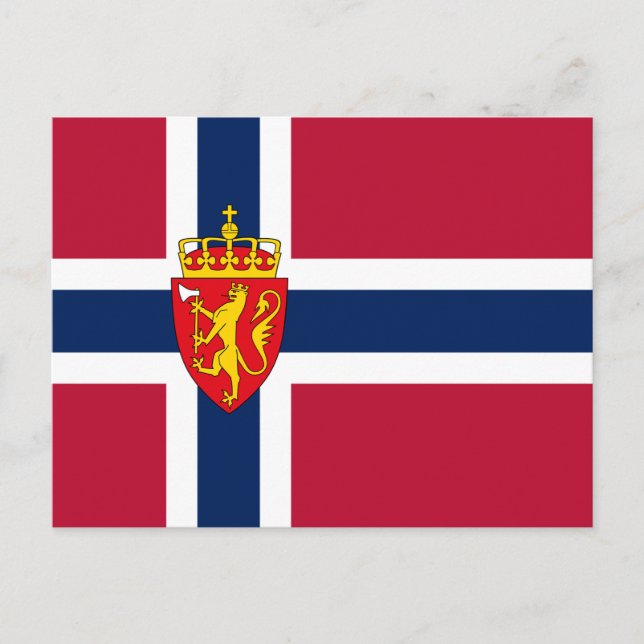 Norwegische Flagge/Wappen Postkarte (Vorderseite)