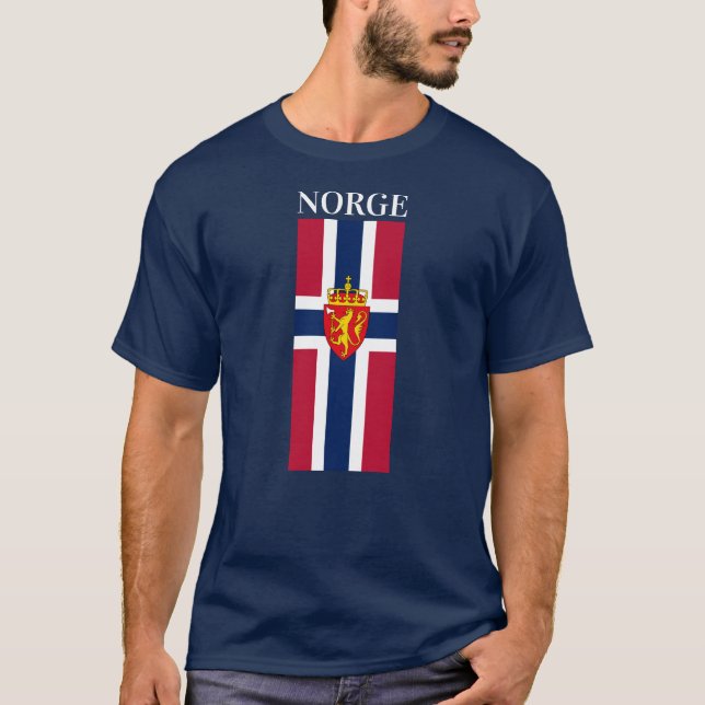 Norwegische Flagge/Wappen T-Shirt (Vorderseite)