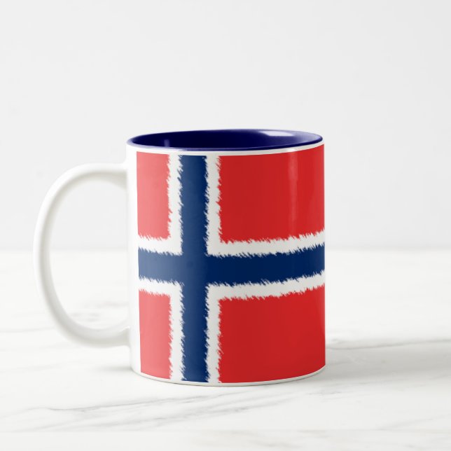 Norwegische Flagge Zweifarbige Tasse (Links)