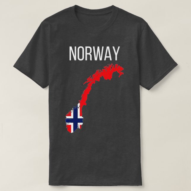 Norwegische Flaggenkarte Norwegisches Viking Skand T-Shirt (Design vorne)
