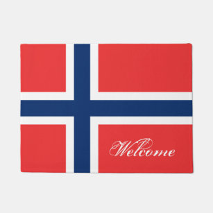 Norwegische Flaggentürmatte mit Fußmatte