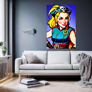 Norwegische Frau Pirate AI Art Poster