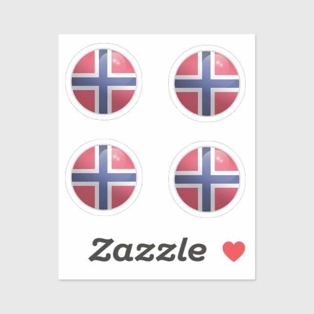 Norwegische Glossy Circle Flag Aufkleber (Blatt)