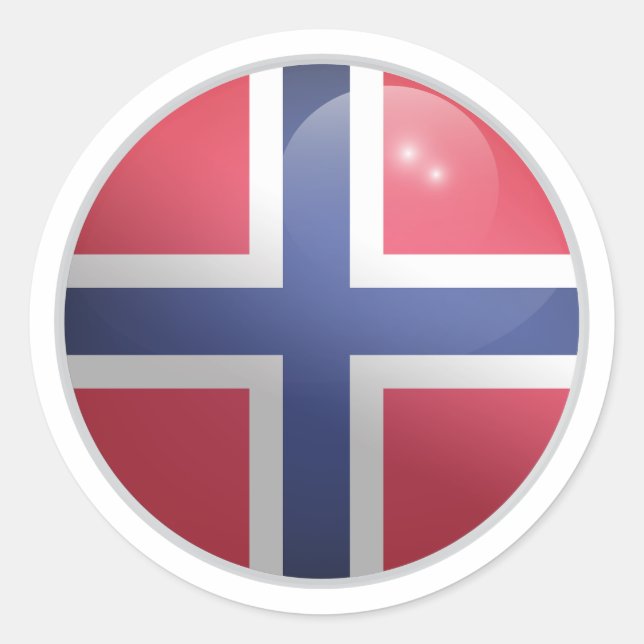 Norwegische Glossy Circle Flag Runder Aufkleber (Vorderseite)
