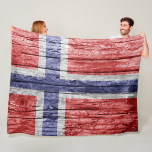 Norwegische Holzflagge Fleecedecke