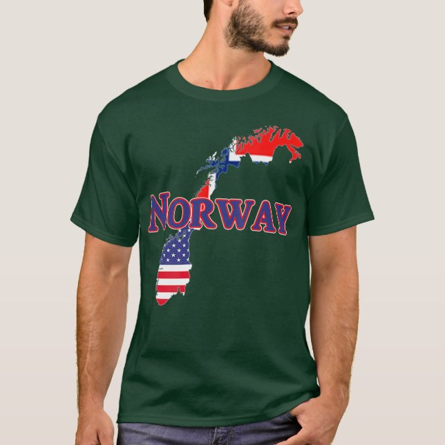 Norwegische Karte Flaggengebiet Expat Expatriate T-Shirt (Vorderseite)
