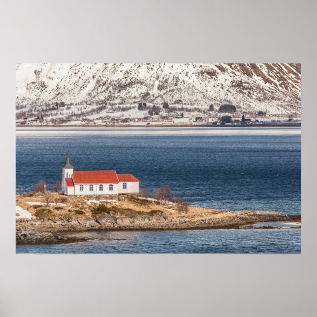 Norwegische Kirche Lofoten Poster (Vorne)