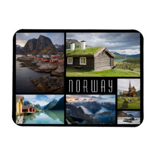 Norwegische Landschaften Collage Reisefoto Magnet