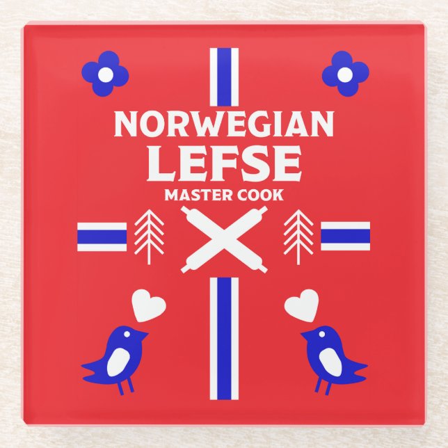 Norwegische Lefse Flatbread-Schürze Glasuntersetzer (Vorderseite)