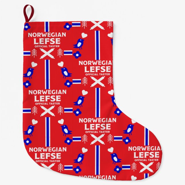 Norwegische Lefse Flatbread-Schürze Großer Weihnachtsstrumpf (Vorderseite)