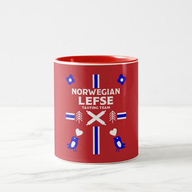 Norwegische Lefse Flatbread-Schürze Zweifarbige Tasse (Mittel)