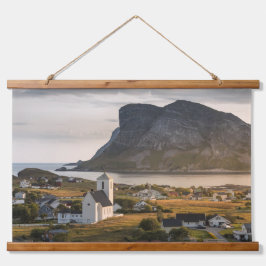 Norwegische Lofoten-Inseln Wandteppich Mit Holzrahmen