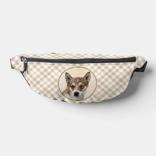 Norwegische Lundehund Malerei Original Hunde Art Bauchtasche