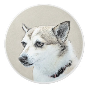 Norwegische Lundehund-Malerei - Originale Hundekun Keramikknauf