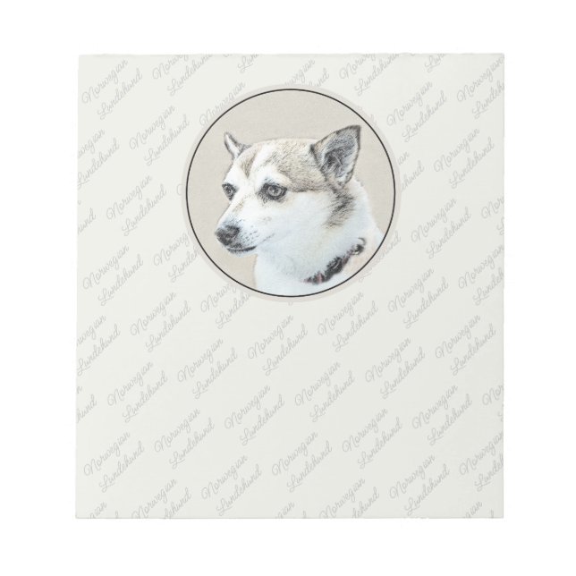 Norwegische Lundehund-Malerei - Originale Hundekun Notizblock (Vorderseite)