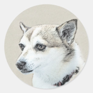 Norwegische Lundehund-Malerei - Originale Hundekun Runder Aufkleber