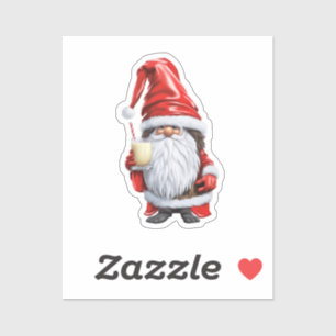 Norwegische Nisse Gnome Gonk mit einem Glas Ei Aufkleber