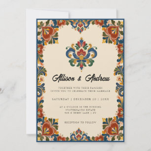 Norwegische Rosemaling Hochzeit Einladung
