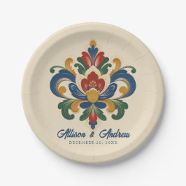 Norwegische Rosemaling-Hochzeit Pappteller