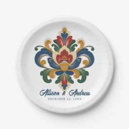 Norwegische Rosemaling-Hochzeit Pappteller